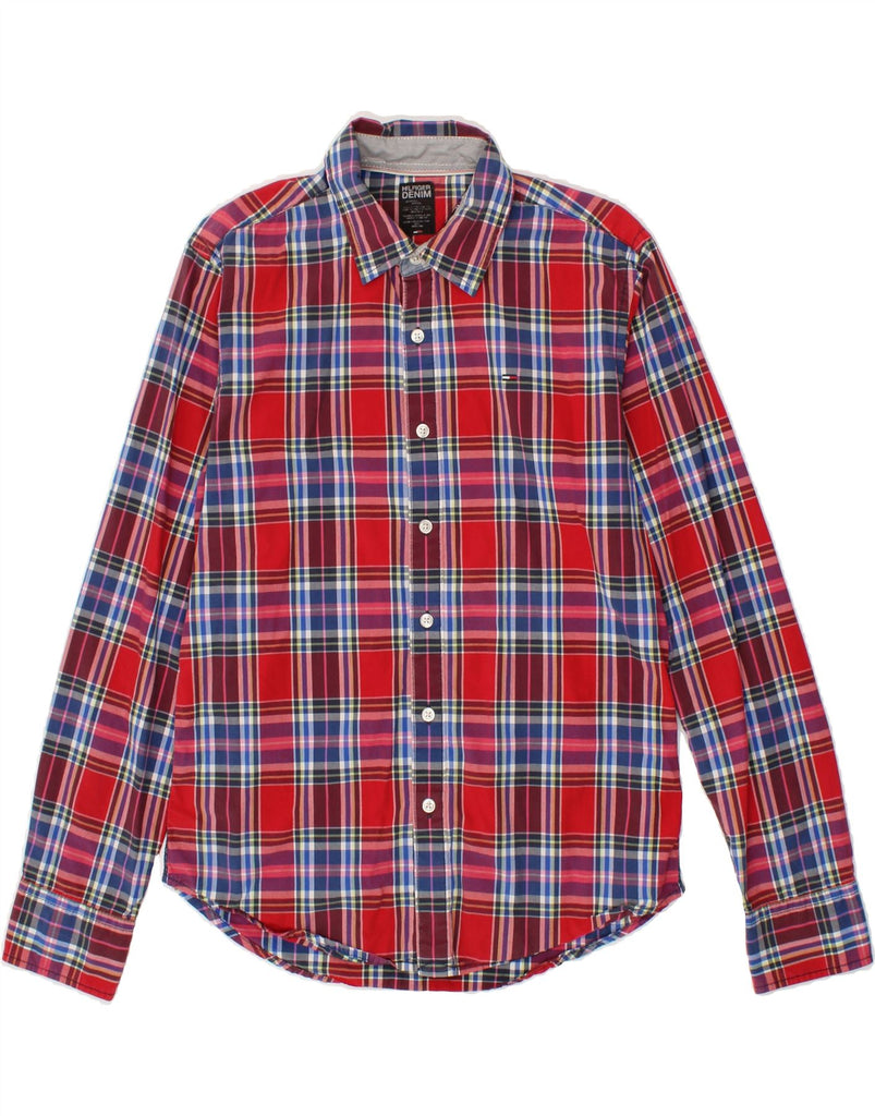 TOMMY HILFIGER Mens Shirt Small Red Check Cotton Vintage Tommy Hilfiger and Second-Hand Tommy Hilfiger from Messina Hembry 