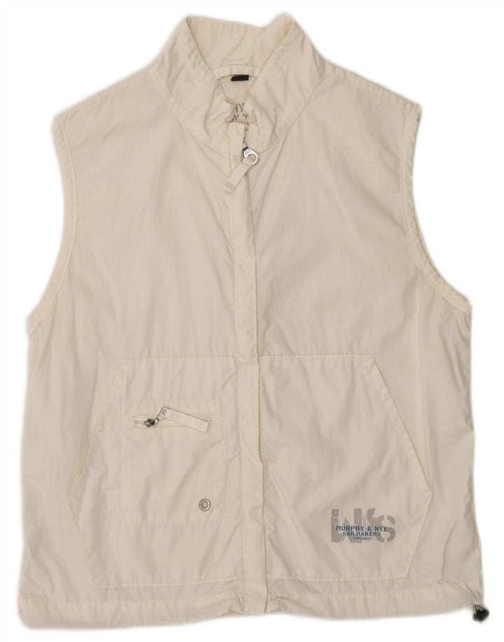 Murphy & Nye Womens Gilet UK 14 Medium White Cotton