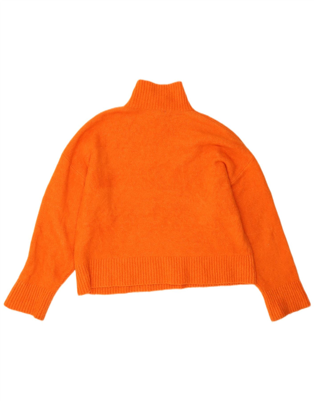 Zara Womens Oversized Turtle Neck Jumper Sweater UK 16 Large Orange Acrylic