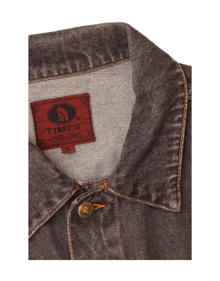 TIMES Mens Denim Jacket UK 42 XL Grey Cotton