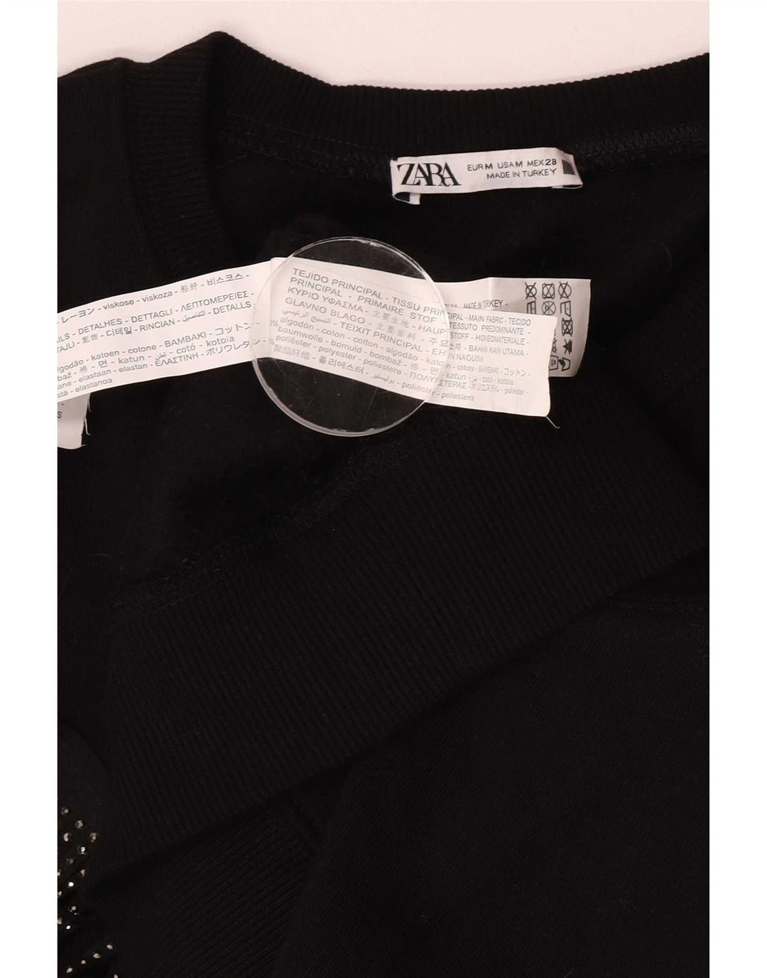 Zara Womens Oversized Sweatshirt Jumper UK 14 Medium Black Cotton