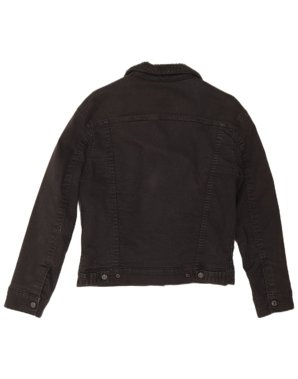 Levi's Womens Sherpa Denim Jacket UK 6 XS Black Cotton