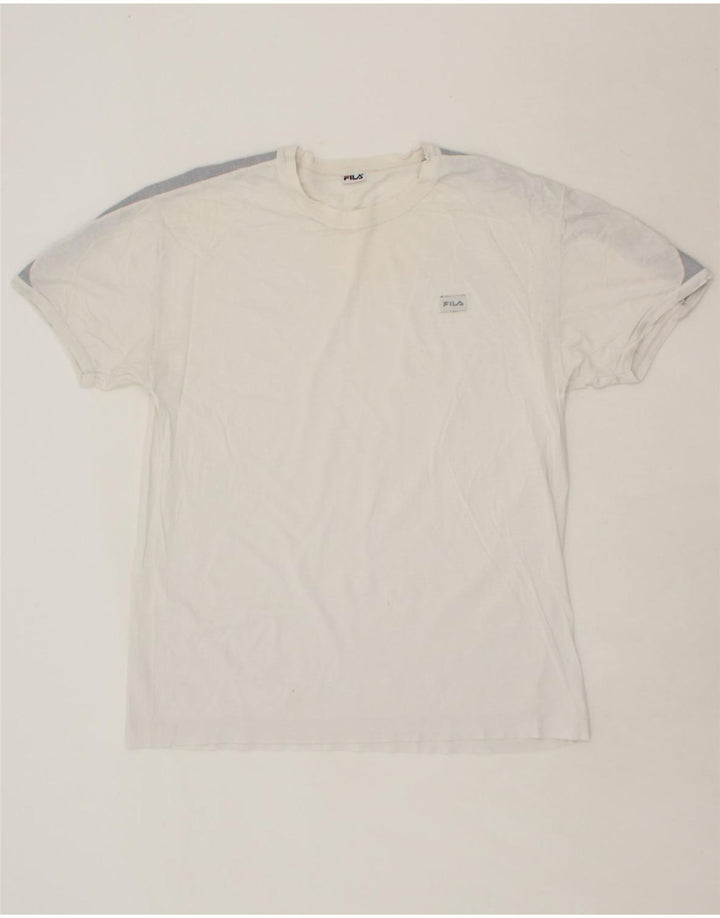 FILA Mens T-Shirt Top UK 38 Medium White Colourblock Cotton Vintage Fila and Second-Hand Fila from Messina Hembry 