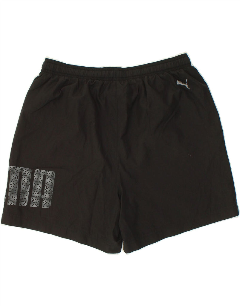 PUMA Mens Graphic Sport Shorts Large Black Polyester | Vintage Puma | Thrift | Second-Hand Puma | Used Clothing | Messina Hembry 