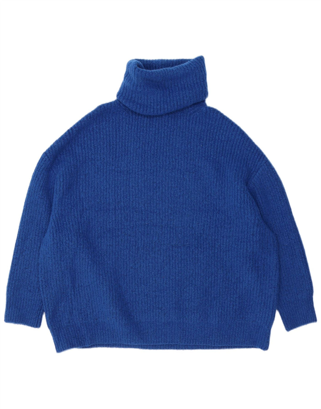 Zara Womens Oversized Roll Neck Jumper Sweater UK 14 Medium Blue Acrylic