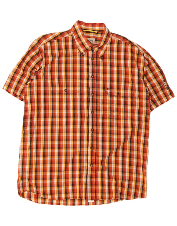 Camel Active Mens Short Sleeve Shirt Large Orange Check