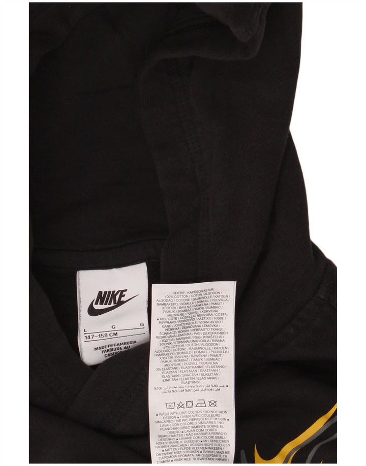 NIKE Boys Hoodie Jumper 12-13 Years Large Black Cotton