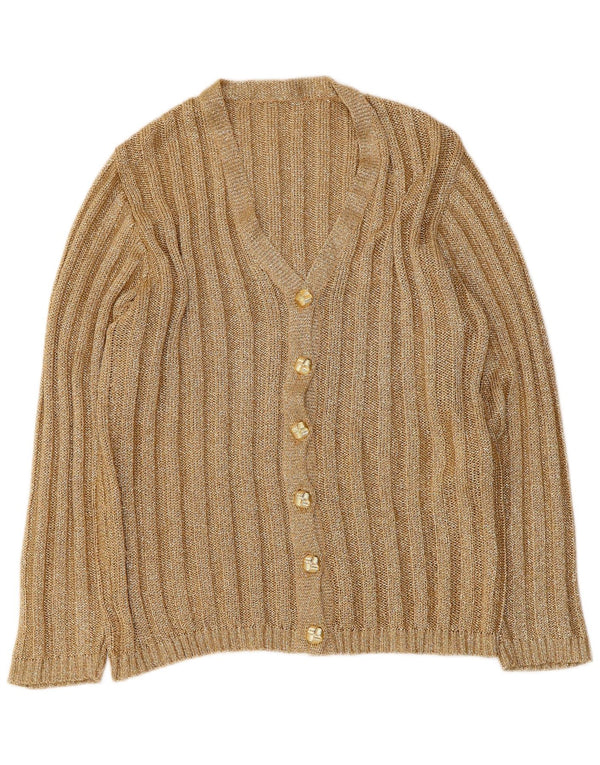 Vintage Womens Cardigan Sweater UK 16 Large Gold