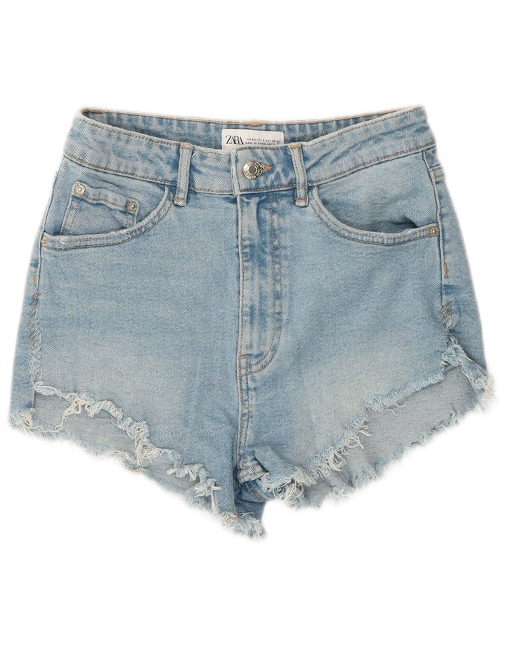 Zara Womens Denim Shorts EU 34 2XS W24 Blue Cotton