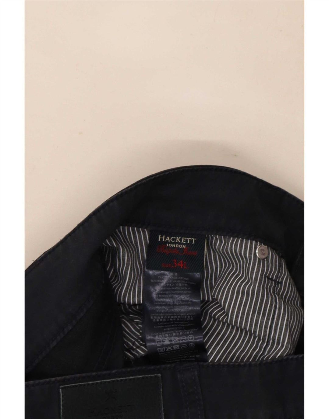 Hackett Mens Straight Casual Trousers W34 L34 Navy Blue Cotton