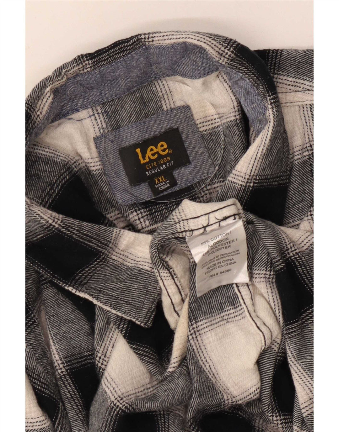 Lee Mens Regular Fit Flannel Shirt 2XL Black Check Cotton