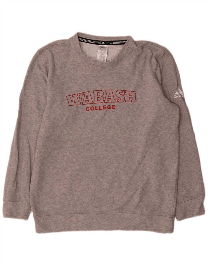 Adidas Mens Graphic Sweatshirt Jumper Large Grey Cotton