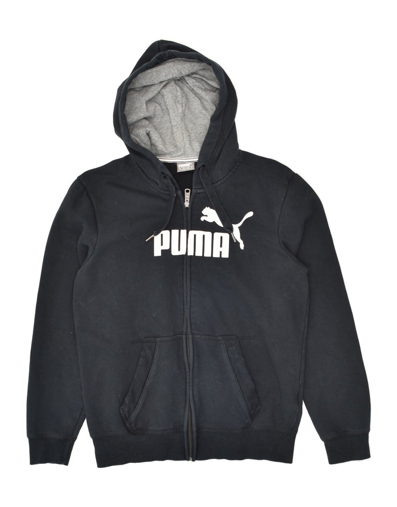 PUMA Mens Graphic Zip Hoodie Sweater Small Black Cotton | Vintage Puma | Thrift | Second-Hand Puma | Used Clothing | Messina Hembry 