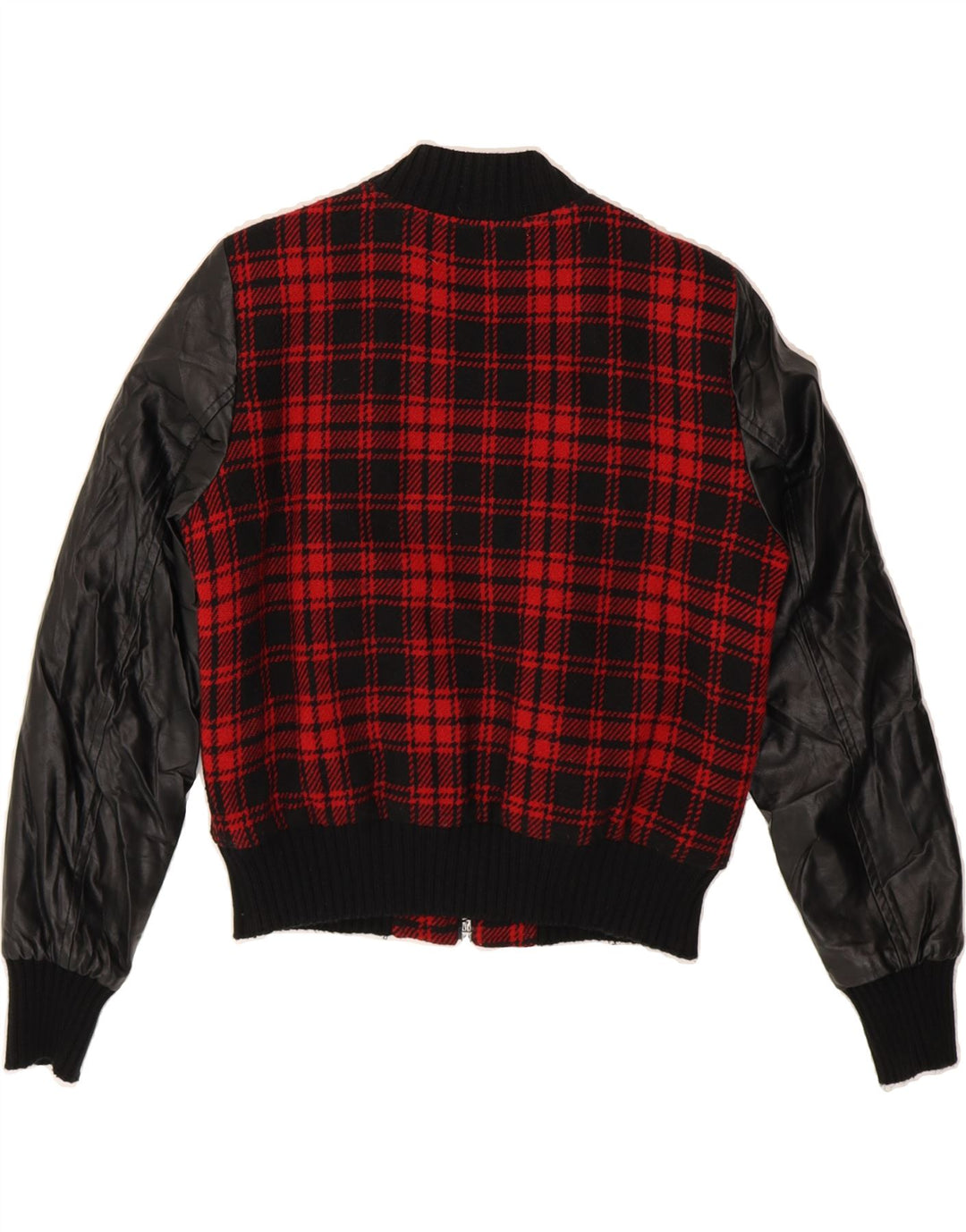 BENETTON Womens Bomber Jacket IT 40 Small Red Check Acrylic Vintage Benetton and Second-Hand Benetton from Messina Hembry 