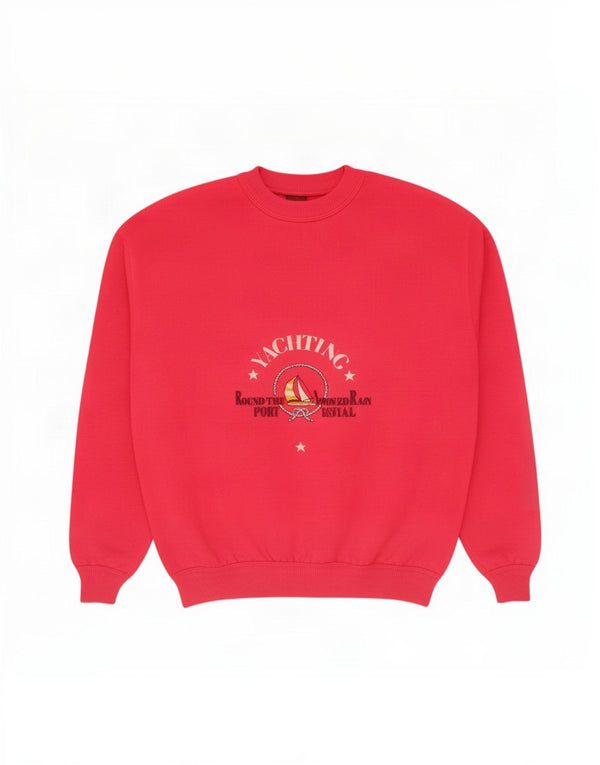 Vintage Womens Graphic Sweatshirt Jumper UK 16 Large Red Cotton