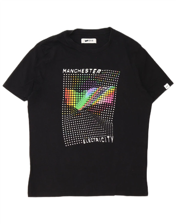Gas Mens Graphic T-Shirt Top Large Black Cotton