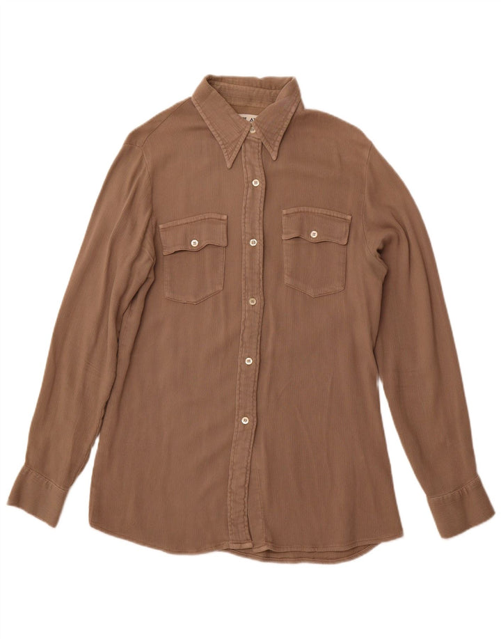 REPLAY Womens Shirt UK 12 Medium Brown