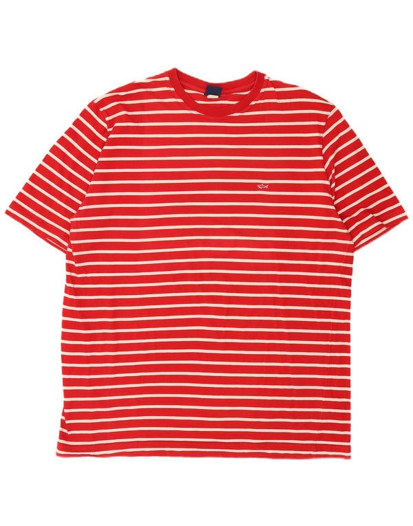 Paul & Shark Mens T-Shirt Top 2XL Red Pinstripe Cotton