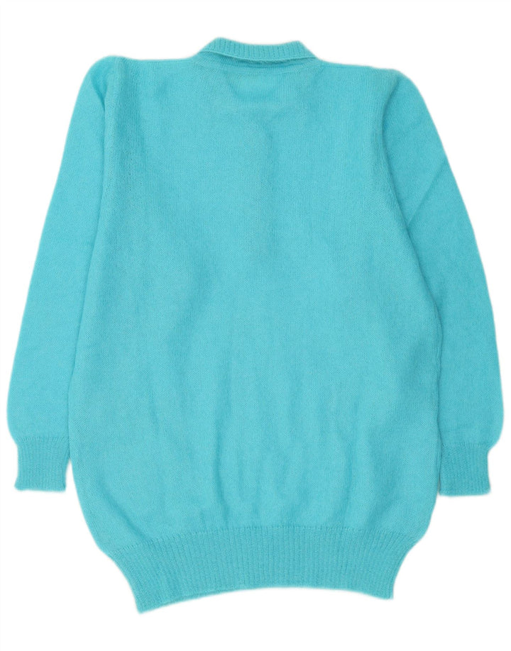 Vintage Womens Polo Neck Jumper Sweater IT 44 Medium Blue Mohair