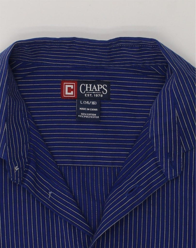 CHAPS Boys Shirt 14-15 Years Large Blue Pinstripe Cotton | Vintage Chaps | Thrift | Second-Hand Chaps | Used Clothing | Messina Hembry 