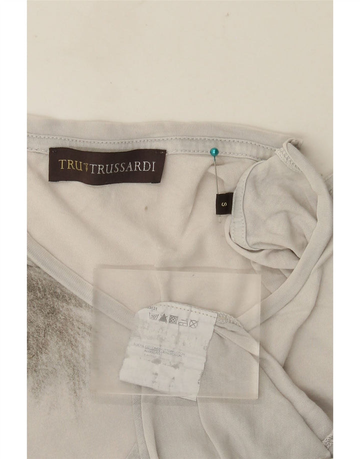TRUSSARDI Mens Graphic T-Shirt Top Small Grey Cotton