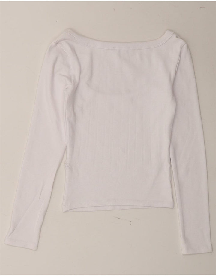 ZARA Womens Crop Top Long Sleeve UK 8 Small White Vintage Zara and Second-Hand Zara from Messina Hembry 