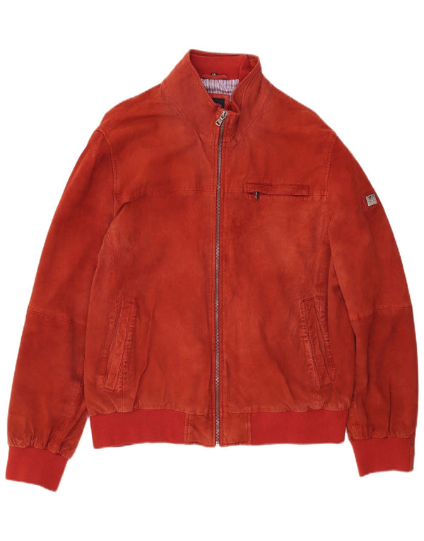 OTTO KERN Mens Suede Bomber Jacket IT 56 3XL Red Leather