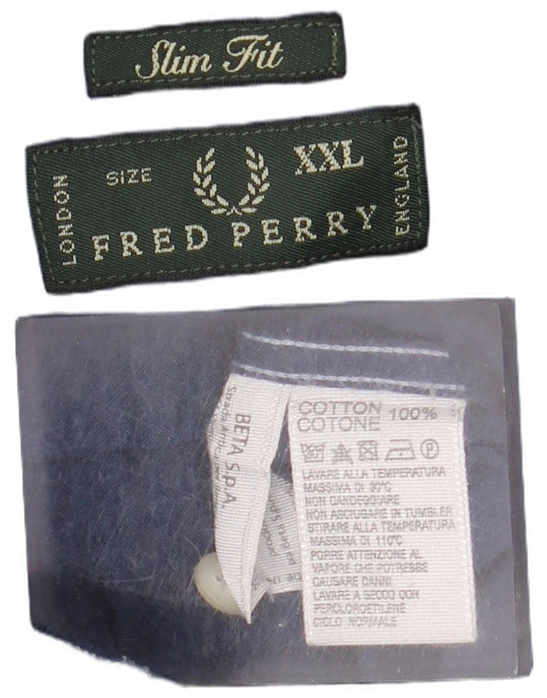 Fred Perry Mens Slim Fit Shirt 2XL Navy Blue Cotton