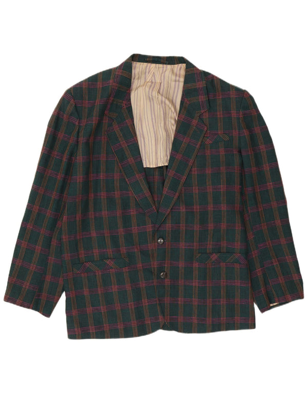 OFFSHORE Mens 2 Button Blazer Jacket UK 38 Medium Green Check Linen