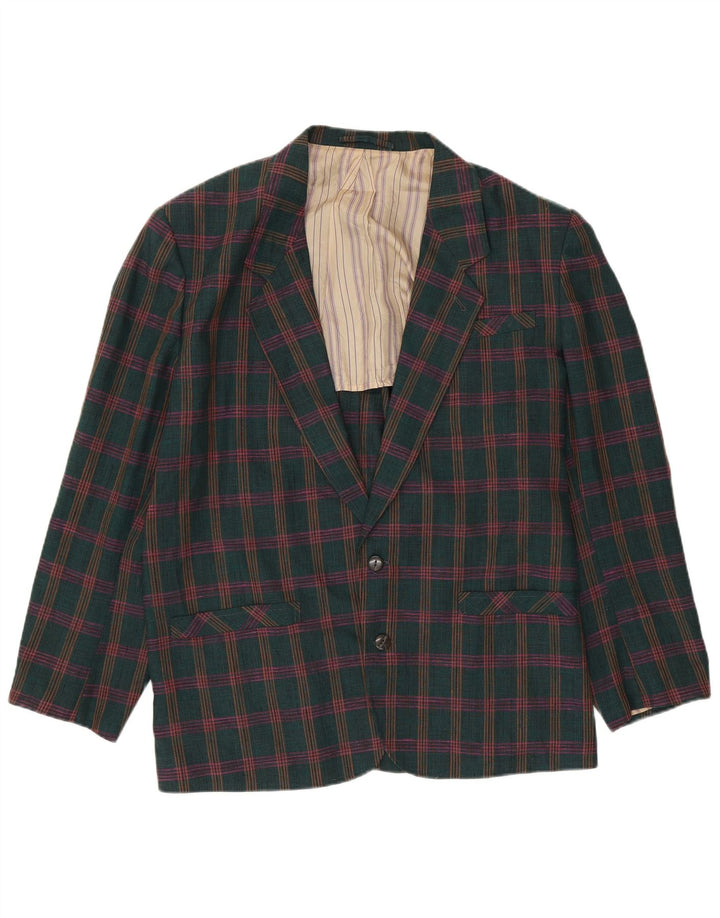OFFSHORE Mens 2 Button Blazer Jacket UK 38 Medium Green Check Linen