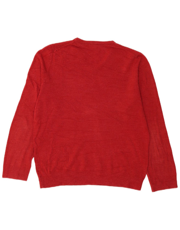 John Lewis Mens V-Neck Jumper Sweater XL Red Acrylic