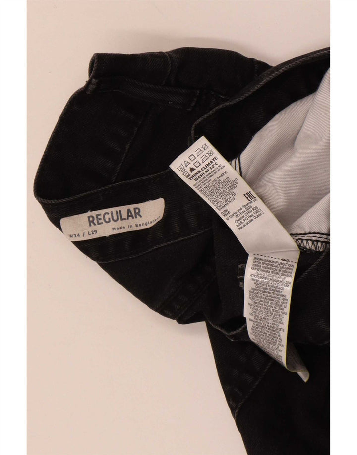 Marks & Spencer Mens Regular Straight Jeans W34 L29 Black Cotton