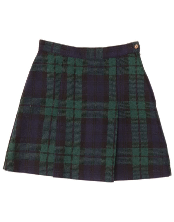 Benetton Womens Mini Skirt IT 40 Small W26 Green Plaid Acrylic