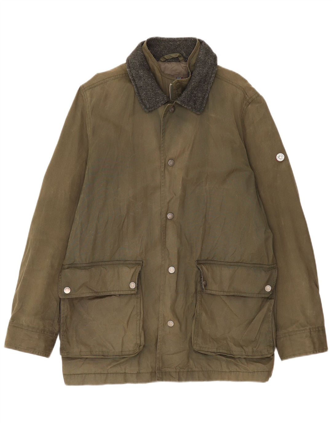 Ben Sherman Mens Waxed Cotton Jacket UK 38 Medium Khaki Cotton