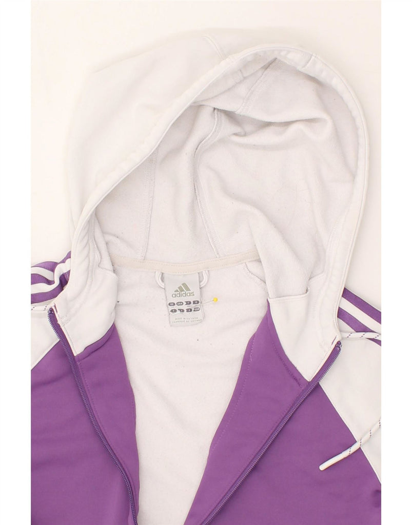 ADIDAS Womens Zip Hoodie Sweater UK 12 Medium Purple Colourblock Polyester Vintage Adidas and Second-Hand Adidas from Messina Hembry 