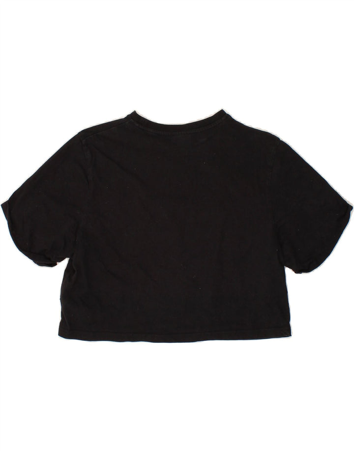ELLESSE Womens Crop Graphic T-Shirt Top UK 14 Medium Black Vintage Ellesse and Second-Hand Ellesse from Messina Hembry 