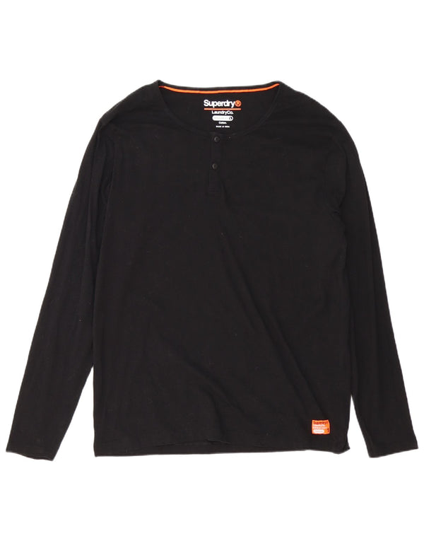 Superdry Mens Regular Fit Top Long Sleeve 2XL Black Cotton