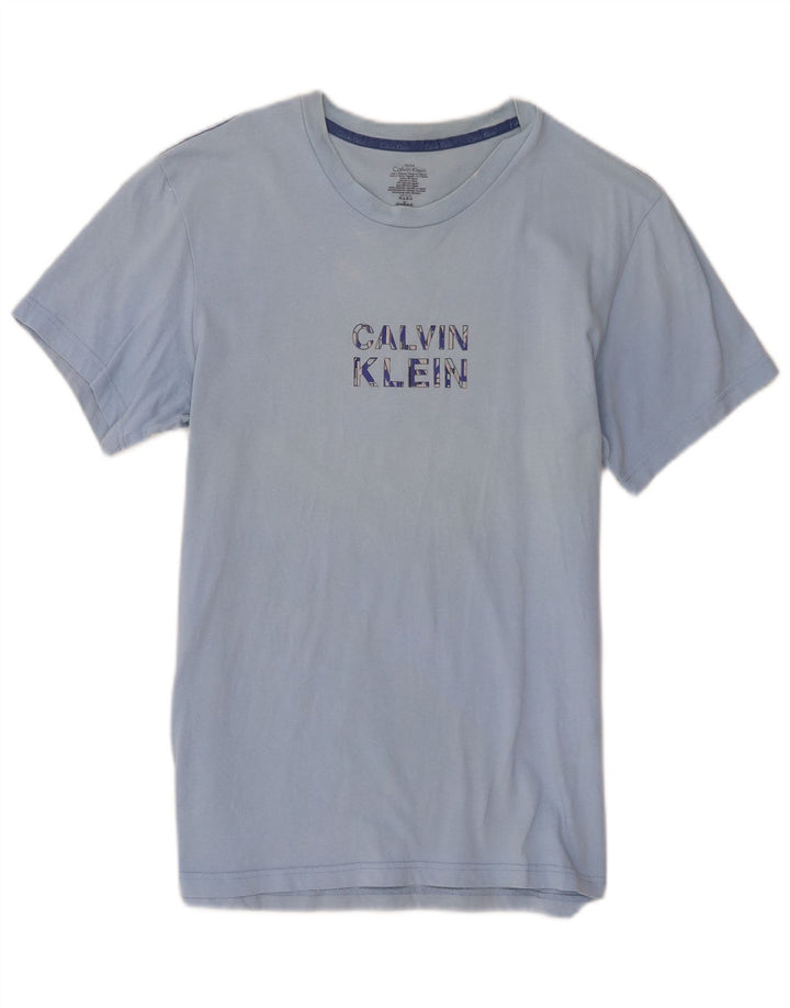 Calvin Klein Mens Graphic T-Shirt Top Medium Blue Cotton