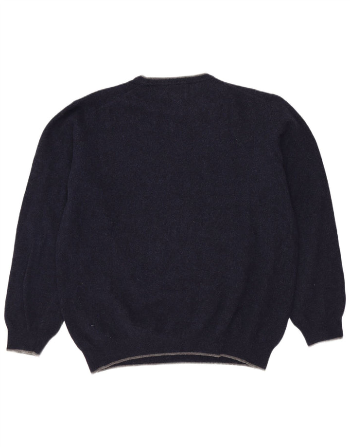 Gant Mens Crew Neck Jumper Sweater XL Navy Blue Lambswool