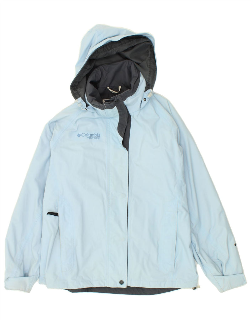 COLUMBIA Womens Hooded Windbreaker Jacket UK 16 Large Blue Nylon | Vintage Columbia | Thrift | Second-Hand Columbia | Used Clothing | Messina Hembry 