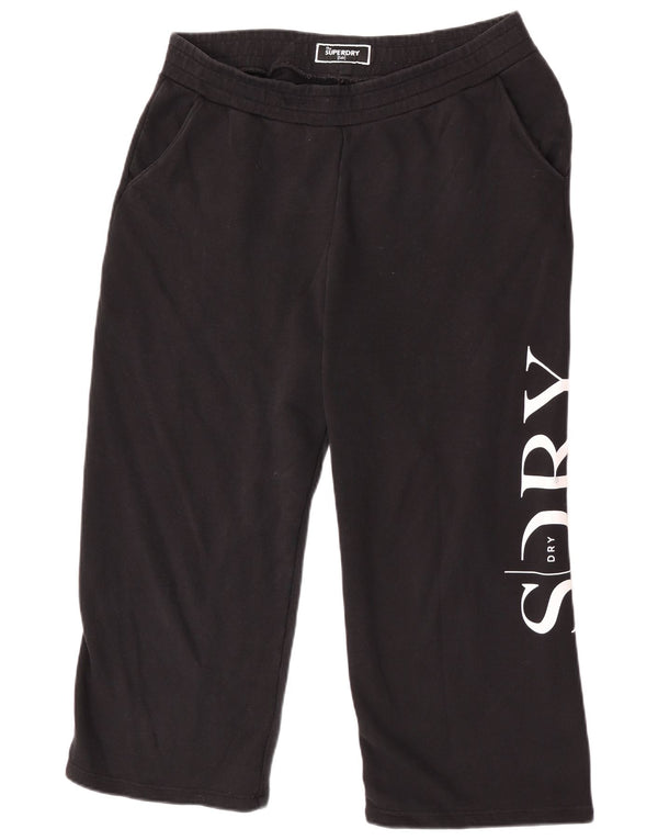 Superdry Womens Graphic Capri Tracksuit Trousers UK 12 Medium Black Cotton
