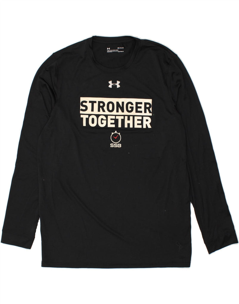 UNDER ARMOUR Mens Heat Gear Graphic Top Long Sleeve Medium Black Polyester | Vintage Under Armour | Thrift | Second-Hand Under Armour | Used Clothing | Messina Hembry 