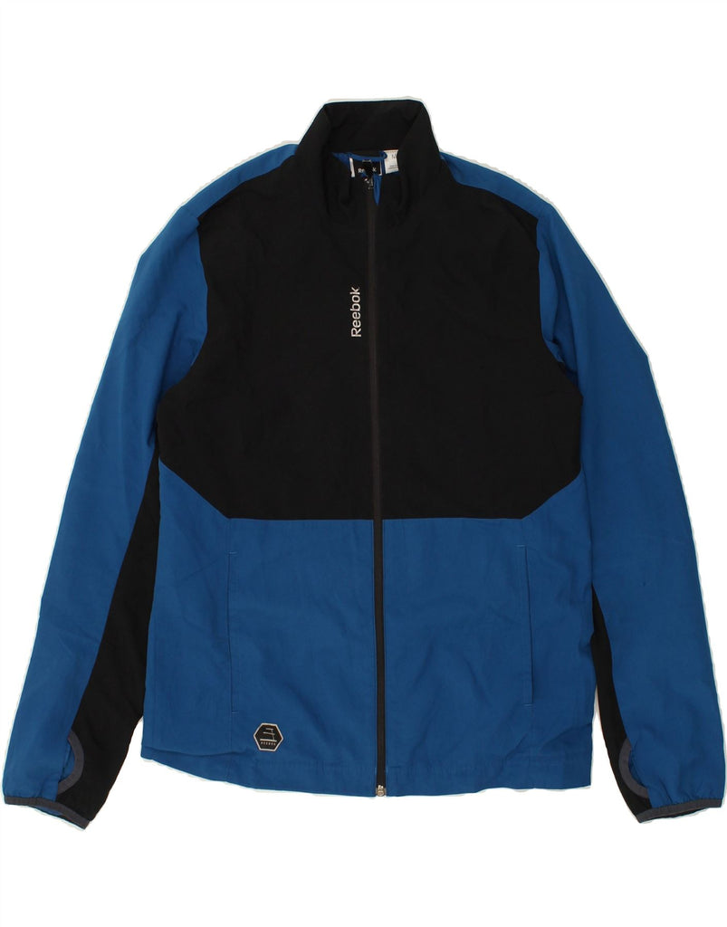 REEBOK Mens Graphic Tracksuit Top Jacket Medium Blue Colourblock Polyester | Vintage Reebok | Thrift | Second-Hand Reebok | Used Clothing | Messina Hembry 