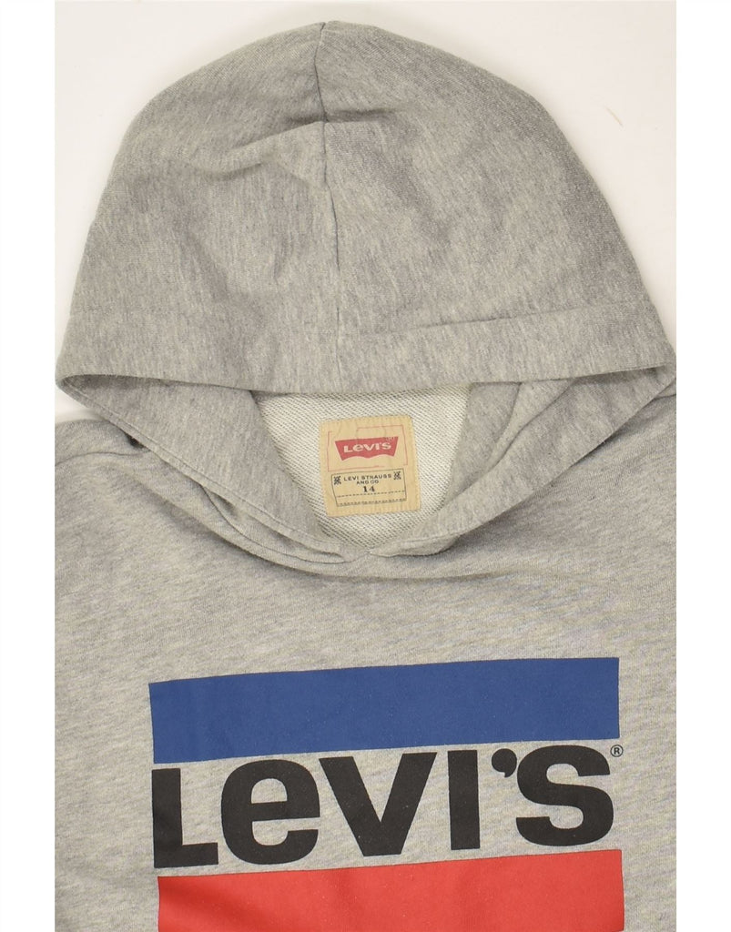 LEVI'S Boys Graphic Hoodie Jumper 13-14 Years Grey Cotton | Vintage Levi's | Thrift | Second-Hand Levi's | Used Clothing | Messina Hembry 