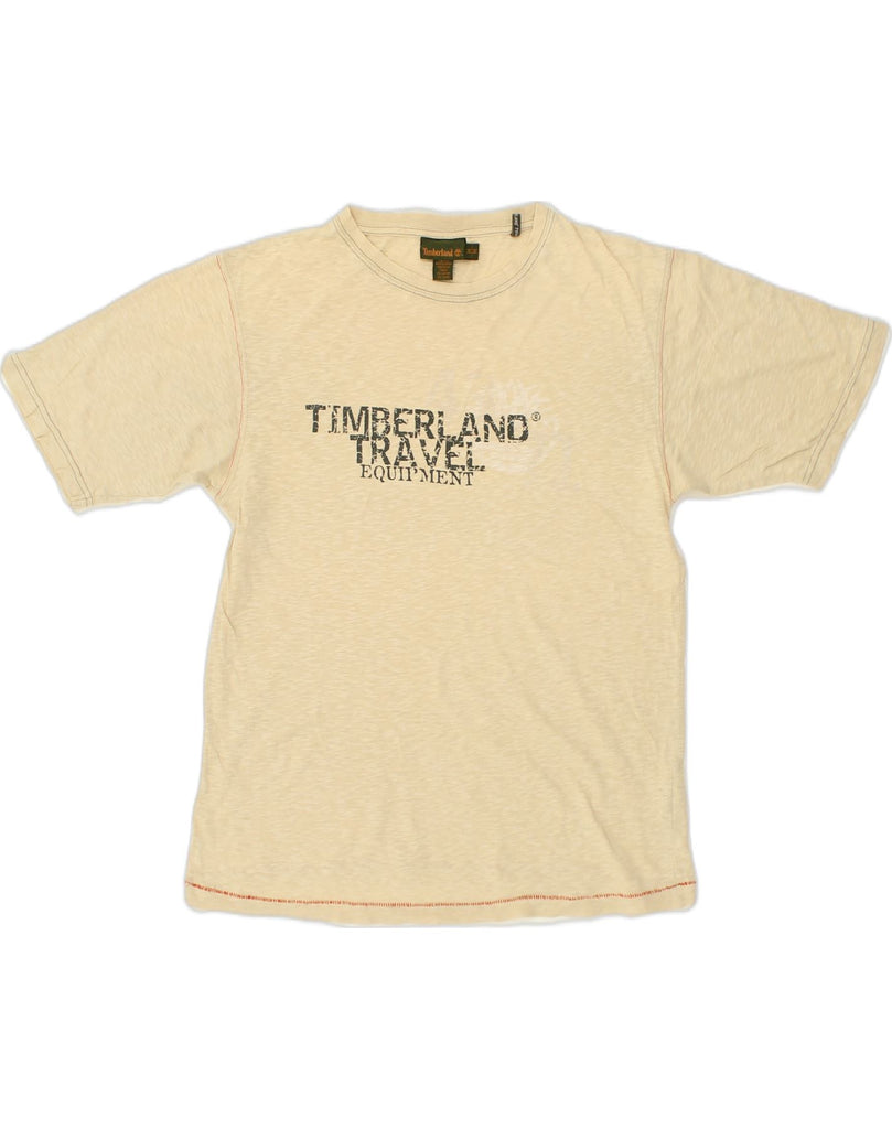 TIMBERLAND Mens Graphic T-Shirt Top Medium Beige Cotton | Vintage Timberland | Thrift | Second-Hand Timberland | Used Clothing | Messina Hembry 