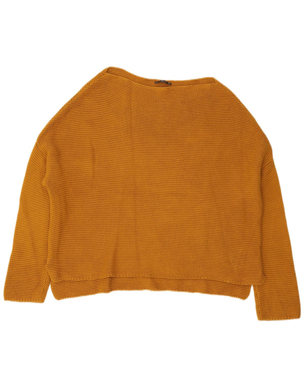 Zara Womens Oversized Boat Neck Jumper Sweater UK 14 Medium Yellow