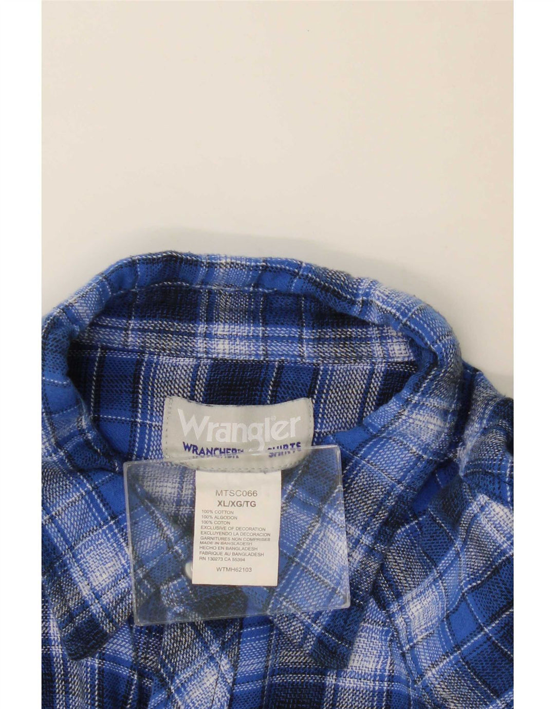 Wrangler Mens Flannel Shirt XL Blue Check Cotton