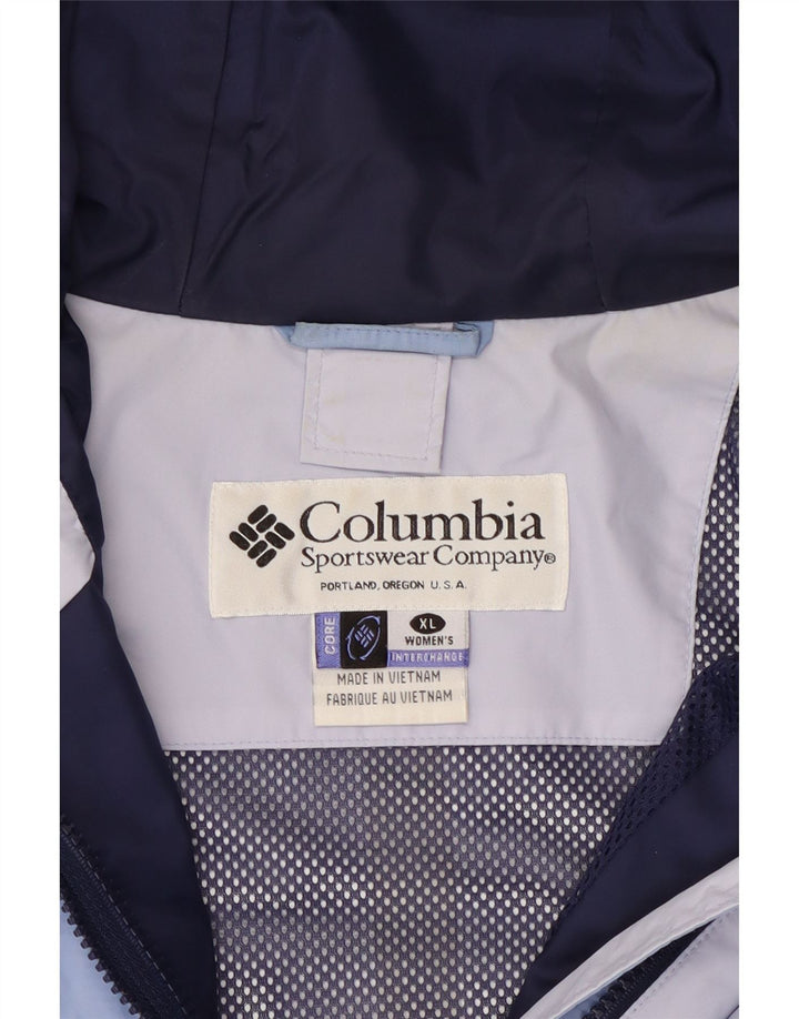 Champion Womens Oversized Hooded Rain Jacket UK 18 XL Blue Colourblock