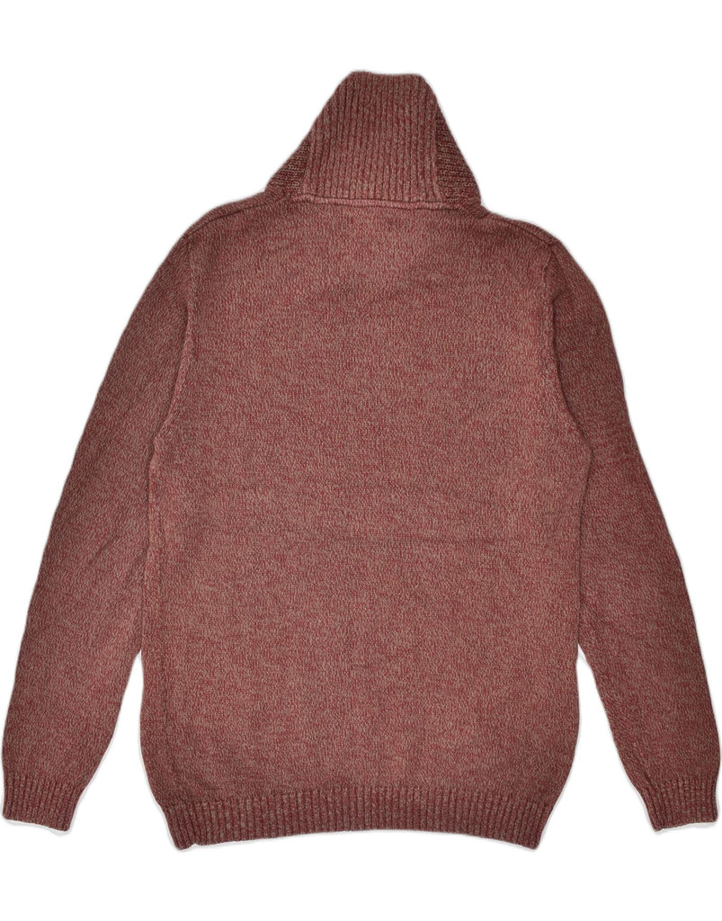 JACK & JONES Mens Shawl Neck Jumper Sweater Large Maroon Cotton | Vintage | Thrift | Second-Hand | Used Clothing | Messina Hembry 