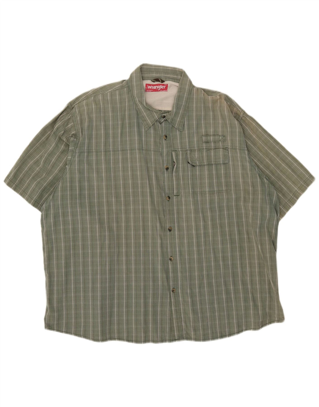 Wrangler Mens Short Sleeve Shirt 3XL Green Striped